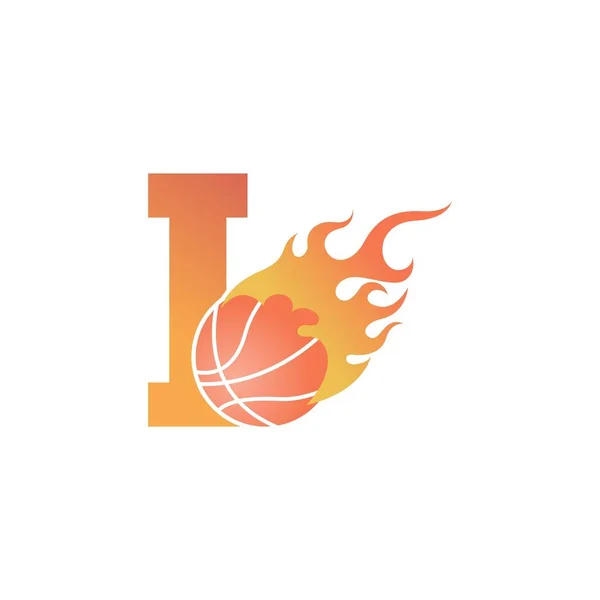 Letra Con Pelota Baloncesto Fuego Vector Ilustración — Archivo Imágenes Vectoriales