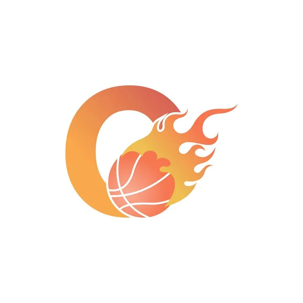 Letra Con Bola Baloncesto Fuego Vector Ilustración — Archivo Imágenes Vectoriales