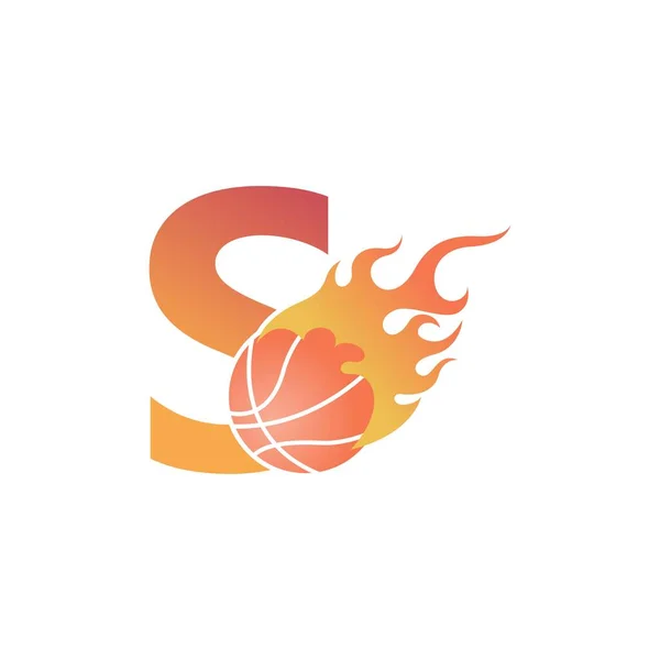 Буква Баскетбольным Мячом Векторе Иллюстрации Огня — стоковый вектор
