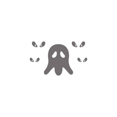 Hayalet logo tasarımı çizim şablonu vektörü