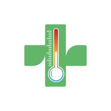 Termometre simgesi logo tasarımı örnekleme şablonu vektörü