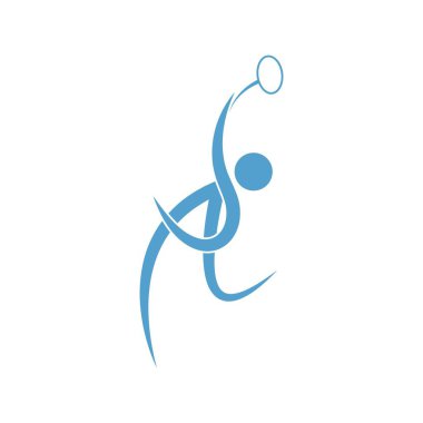 Badminton simge tasarım çizim şablonu vektörü oynanıyor