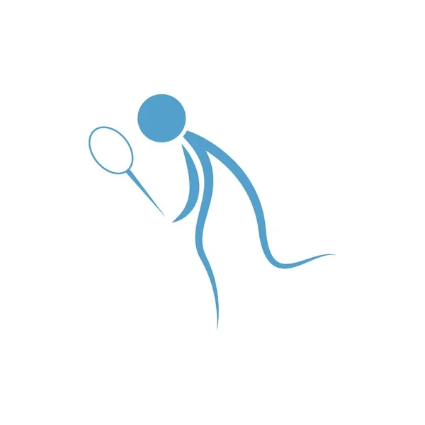 Jogando Badminton Ícone Design Ilustração Modelo Vetor — Vetor de Stock