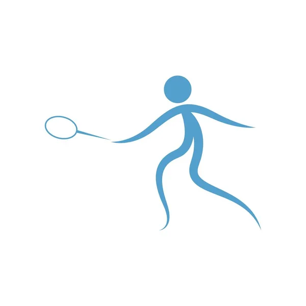 Jogando Badminton Ícone Design Ilustração Modelo Vetor — Vetor de Stock