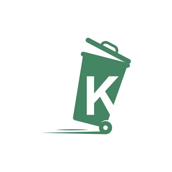 垃圾桶图标图例模板向量中的字母K — 图库矢量图片
