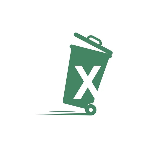 垃圾箱图标中的字母X说明模板向量 — 图库矢量图片