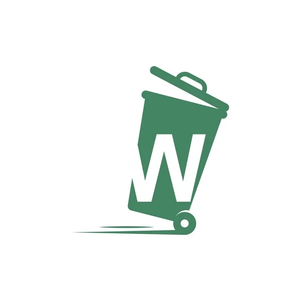 Letter Trash Bin Icon Illustration Template Vector — Stock Vector