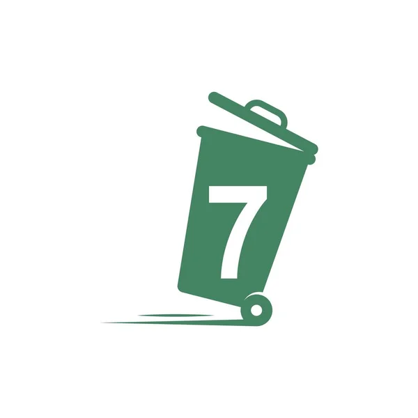 垃圾箱图标插图模板向量中的7号 — 图库矢量图片