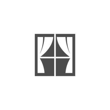 Ev pencerelerinin logo simgesi tasarım çizim şablonu taşıyıcısı