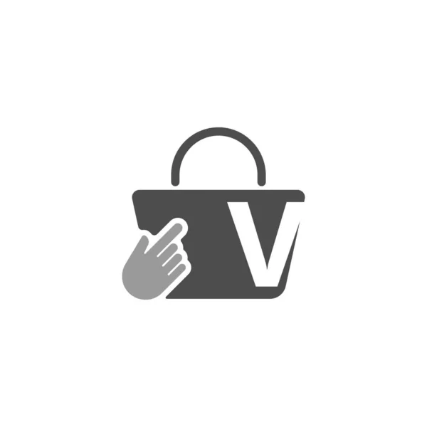 Online Shopping Bag Cursor Click Hand Icon Letter Illustration —  Vetores de Stock