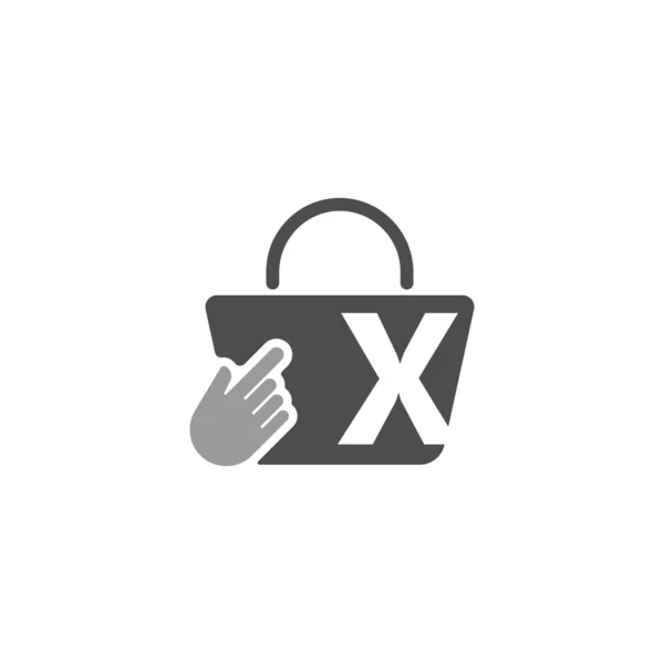 Online Shopping Bag Cursor Click Hand Icon Letter Illustration — Stock vektor