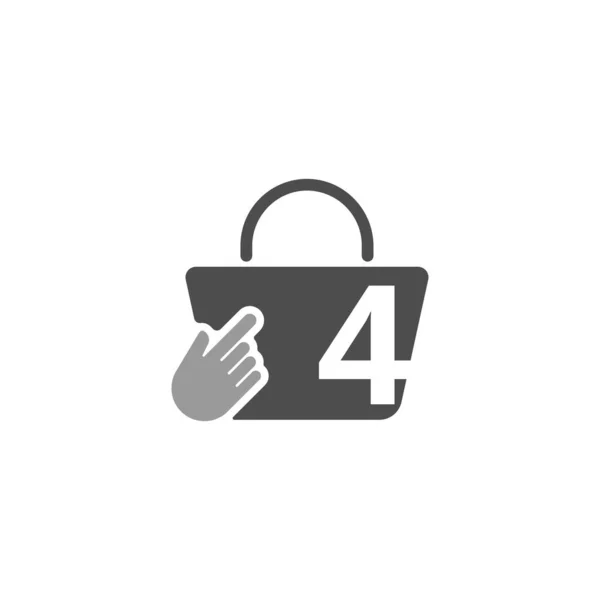 Online Shopping Bag Cursor Click Hand Icon Number —  Vetores de Stock