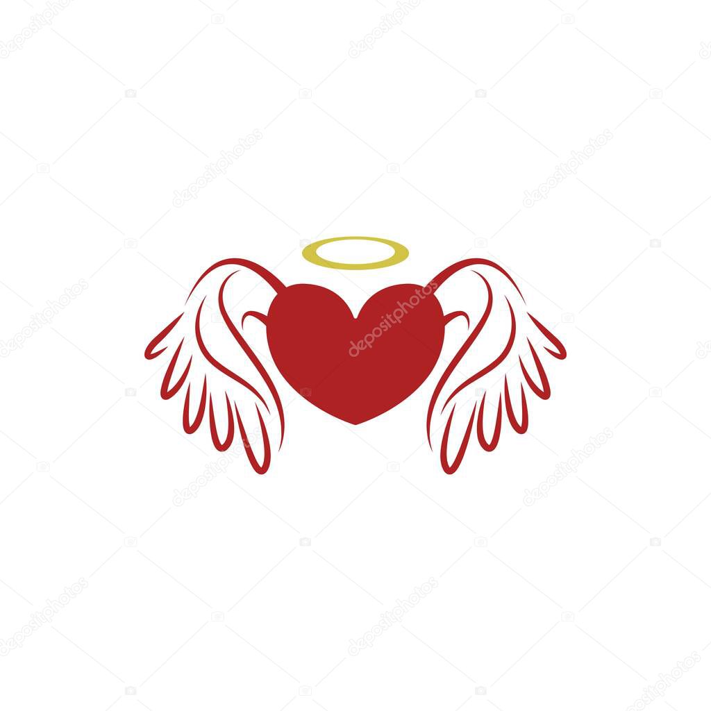 Angel heart icon logo design illustration template