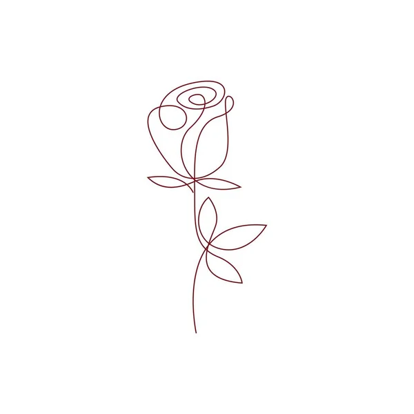 Red Rose Line Art Design Illustration Template — 图库矢量图片