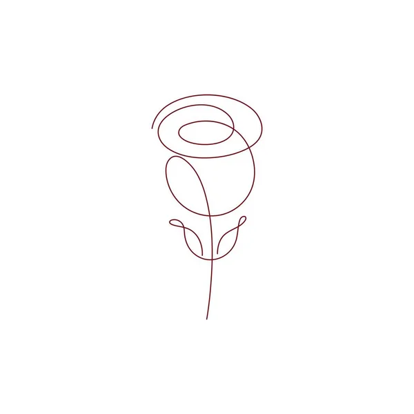 Red Rose Line Art Design Illustration Template — стоковый вектор