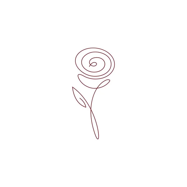 Red Rose Line Art Design Illustration Template — стоковый вектор