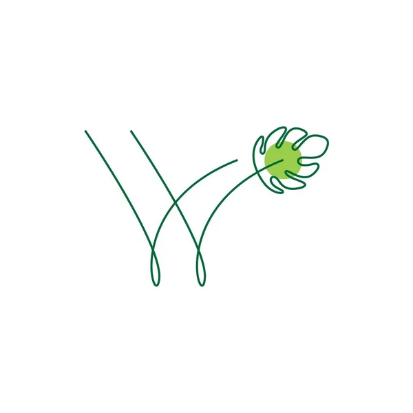 Monstera Plant Forming Letter Icon Design Illustration Template — стоковый вектор