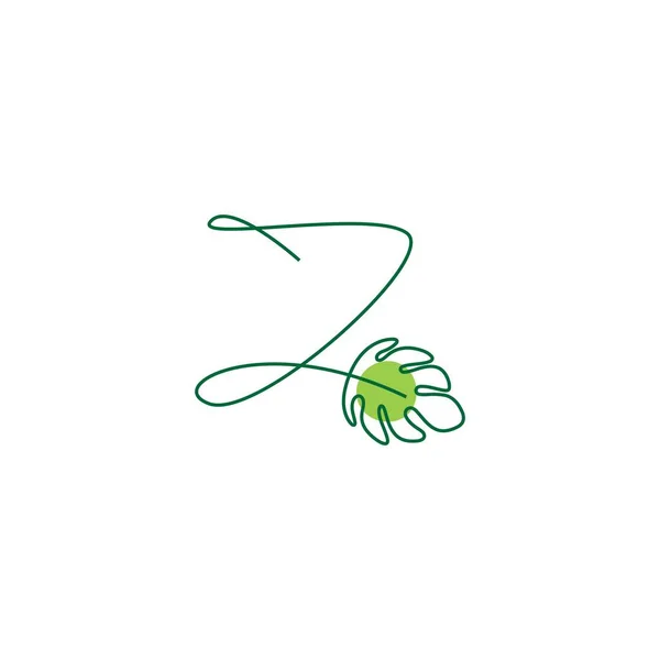Monstera Plant Forming Letter Icon Design Illustration Template — стоковый вектор