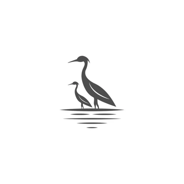 Heron Logó Ikon Illusztráció Sablon Vektor — Stock Vector