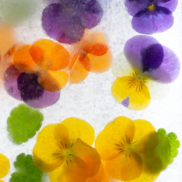 Bakgrund Blandade Färger Penstiga Blommor Och Druva Hyacint Platt Låg — Stockfoto