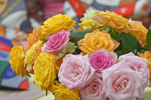 Değişik renkte güller. Yüksek kalite fotoğraf