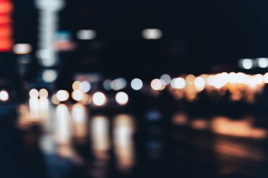 Gece trafik ışıklarıyla Bokeh ışık arkaplanı.