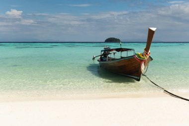 Traditional thai longtail boat at ko lipe island.