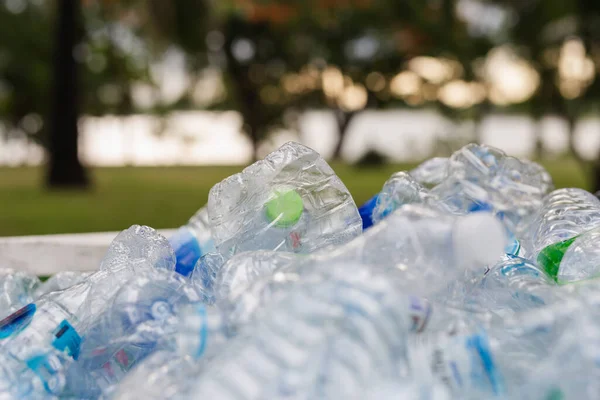 Genanvendeligt Affald Plastflasker Skraldespand Miljø Konceptuelle - Stock-foto