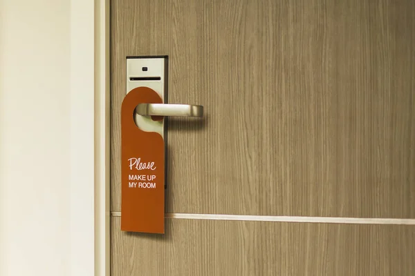 Close Sign Door Handle Wording Please Make Room — Foto de Stock