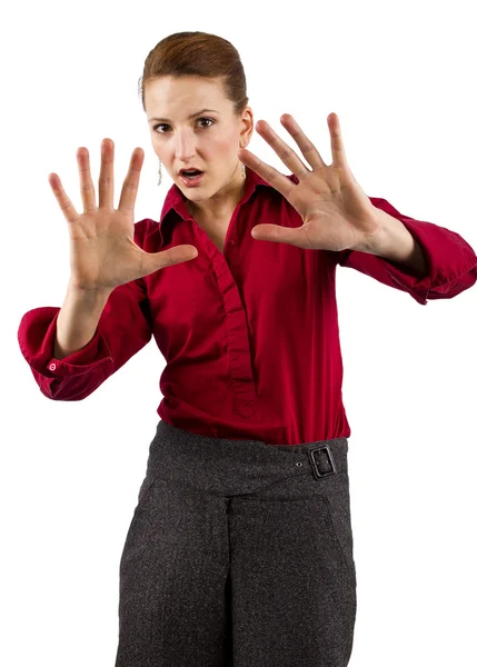 Mujer de negocios con gestos —  Fotos de Stock