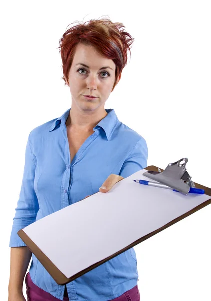 Mujer con portapapeles — Foto de Stock