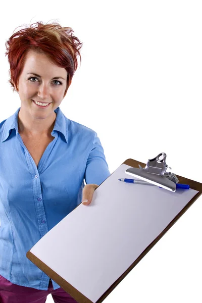 Woman with Clipboard — Stock Photo, Image