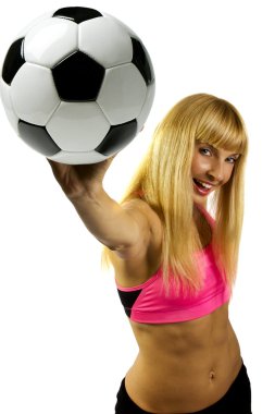 kadın futbol topu ile poz