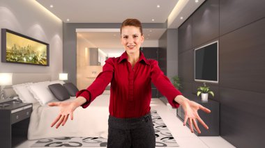 Ellerinizi yayılmasını ile iş kadını