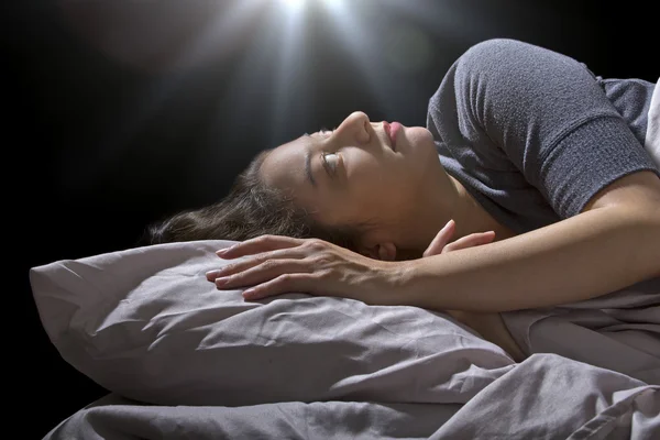 Light ball wakes woman — Stock Photo, Image