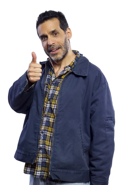 Worker showing thumbs up — Stock Photo, Image