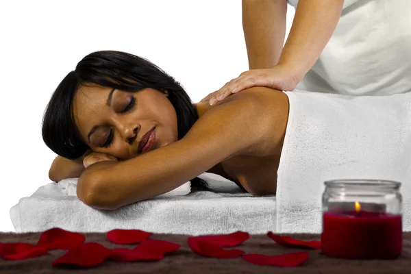 Black woman getting massage — Stock Photo, Image