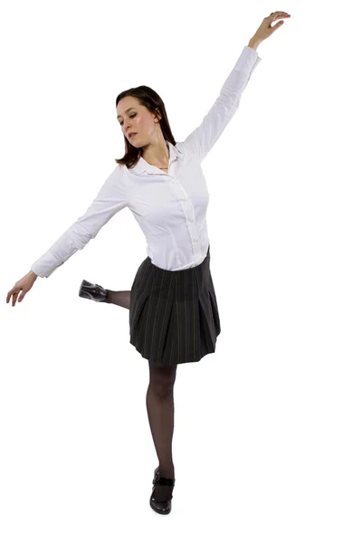 Female balancing on one foot — Stock Photo, Image