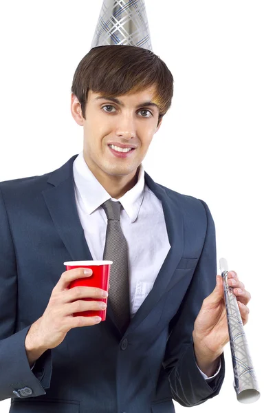 Businessman celebrating new year — Stock Photo, Image