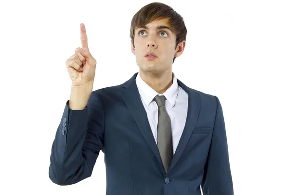 Businessman pointing by finger — Stock Photo, Image