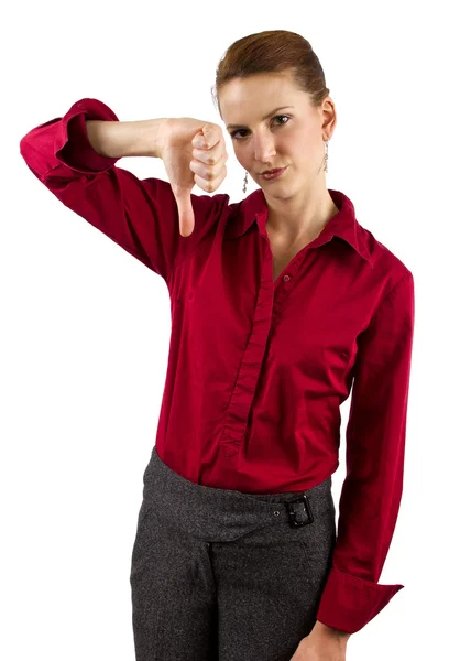 Businesswoman showing thumb down — Stock Photo, Image