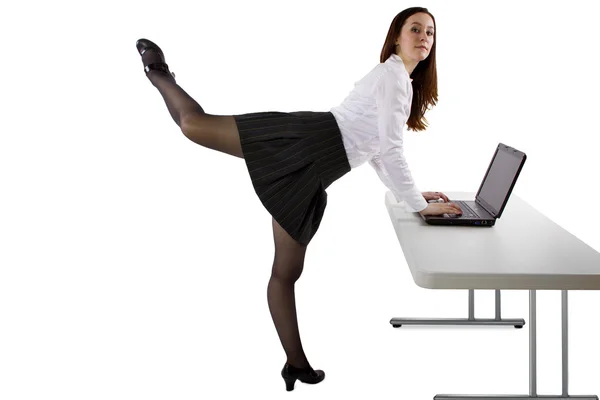 Student dancing while working — Stock Photo, Image