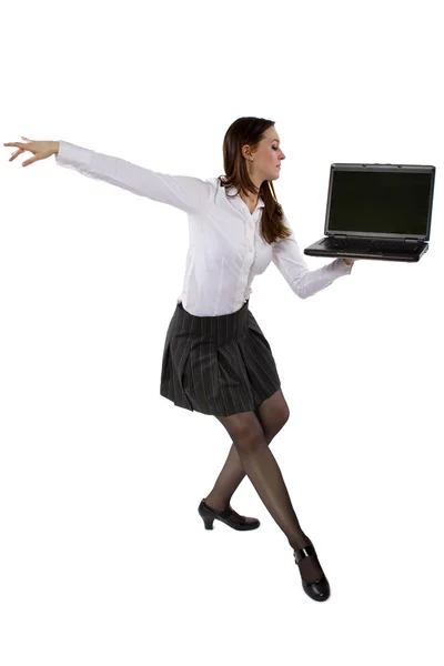 Student dancing while working — Stock Photo, Image