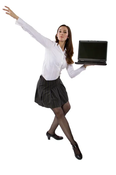 Student dancing while working — Stock Photo, Image