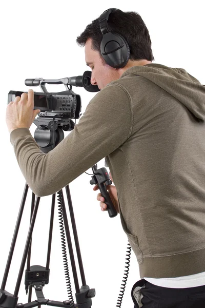 Camera operator met statief — Stockfoto