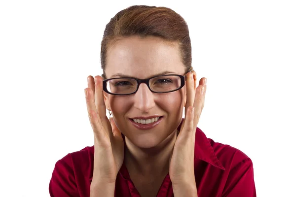 Kadın gözlük seçimi — Stok fotoğraf