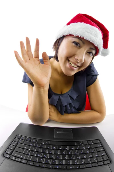 Asian woman using webcam — Stock Photo, Image