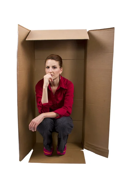 Businesswoman Feeling Boxed In — Stock Photo, Image