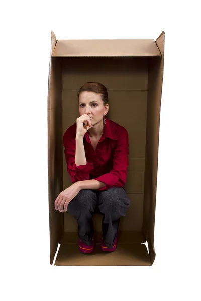 Businesswoman Feeling Boxed In — Stock Photo, Image