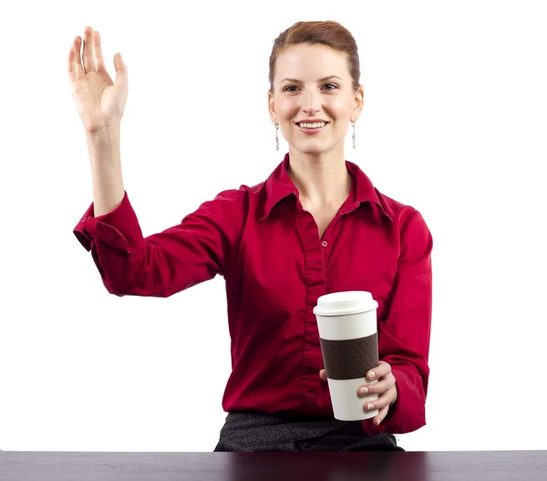 Kvinna som serverar kaffe — Stockfoto